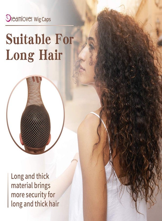 Dreamlover Mesh Wig Cap for Women, Hair Net for Halloween Wig, Brown, 3 Pieces - Image 4